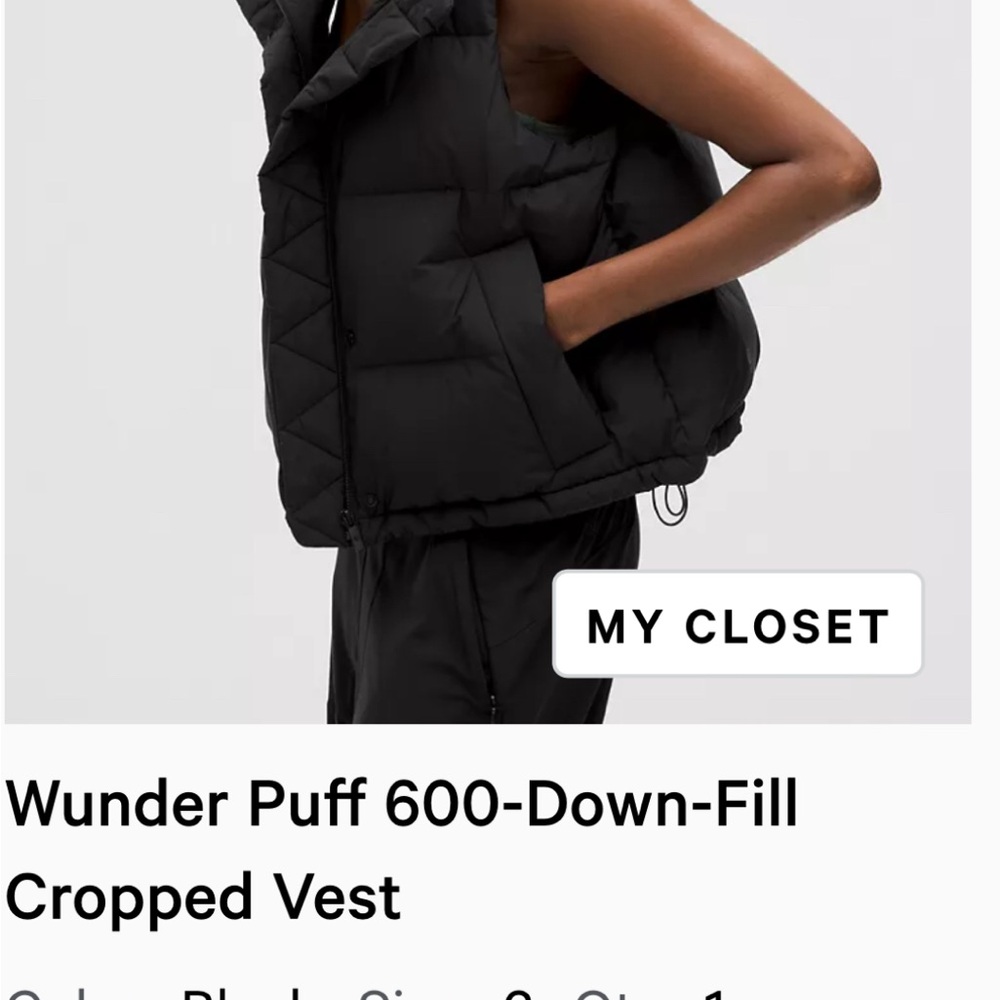 lululemon athletica Black Wunder Puff Vest